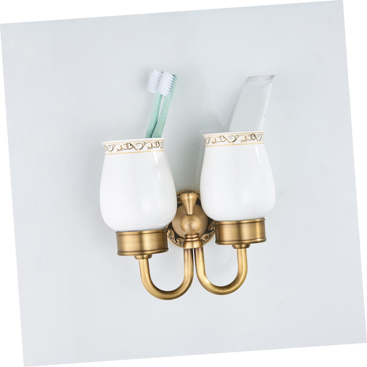 Portavasos Doble De Cobre Antiguo para Cepillos De Soporte De Pared para Tazas De Cerámica para Decoración De Baño