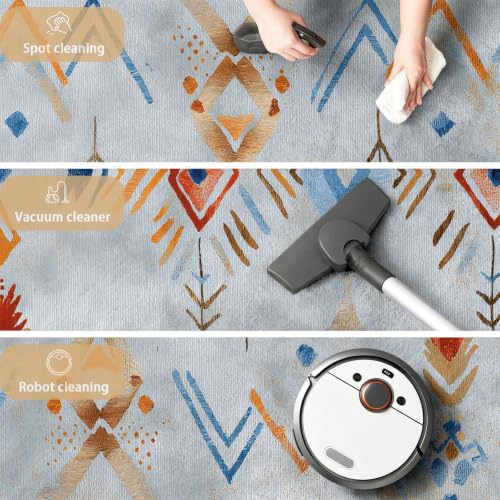 Alfombra interior de cocina y pasillo gris de 60 x 90 cm lavable con patrón vintage 5