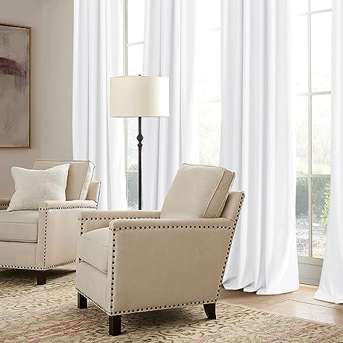 Image of RYB HOME White Velvet Curtains 72 inches with Hook Belt, Back Tab | Thermal Insulated, Privacy UV Heat Blocking, Luxurious Drapes, Nursery Dormitory Bathroom, W52 x L72, 2 Panels Set