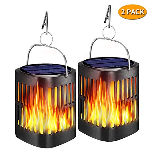 Ollivage Hanging Solar Lights, Dancing Flame Solar Lights Outdoor Hanging Lanterns, Solar Powered