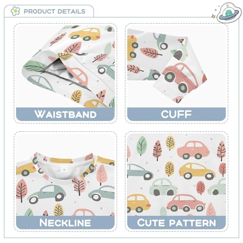 JUNZAN Colorful Cartoon Cars Little Girls Hooded Sweatshirt Crewneck Sweatshirts for Boys Camping 4T3