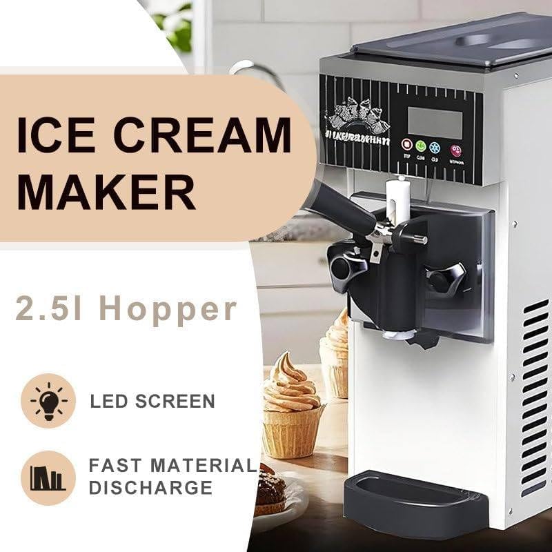 Gelatiera professionale morbida da 450 W, capacità 3,5 l, con LCD, pulizia automatica, 80-100 coni all'ora, per ristoranti e bar
