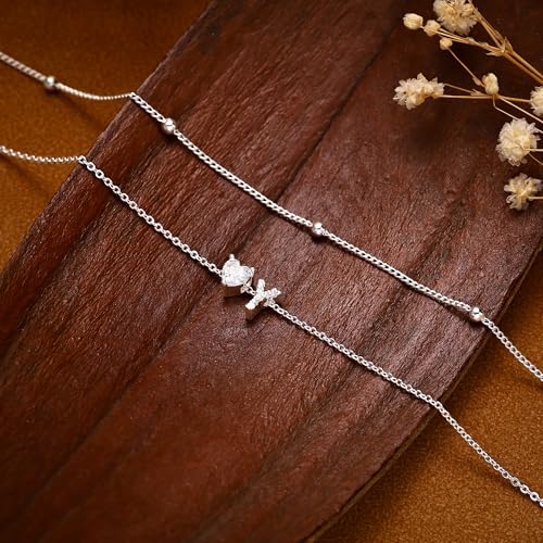 Image of NECOCY Initial Heart Diamond Anklets for Women Waterproof, Non Tarnish 14k Gold Plated Letter Ankle Bracelets Dainty, Summer Beach Bikini Jewelry Gifts for Women