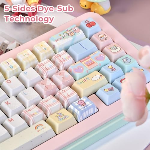 GMKWTL XVX PBT Keycaps 75 Percent, 157 Keys Cute Dye-Sub Keycap Set, Cherry Profile Keyboard Keycaps with Custom Transparent Key caps Compatible with Most ANSI Layout MX Switches Mechanical Keyboard by GMKWTL - Image 2