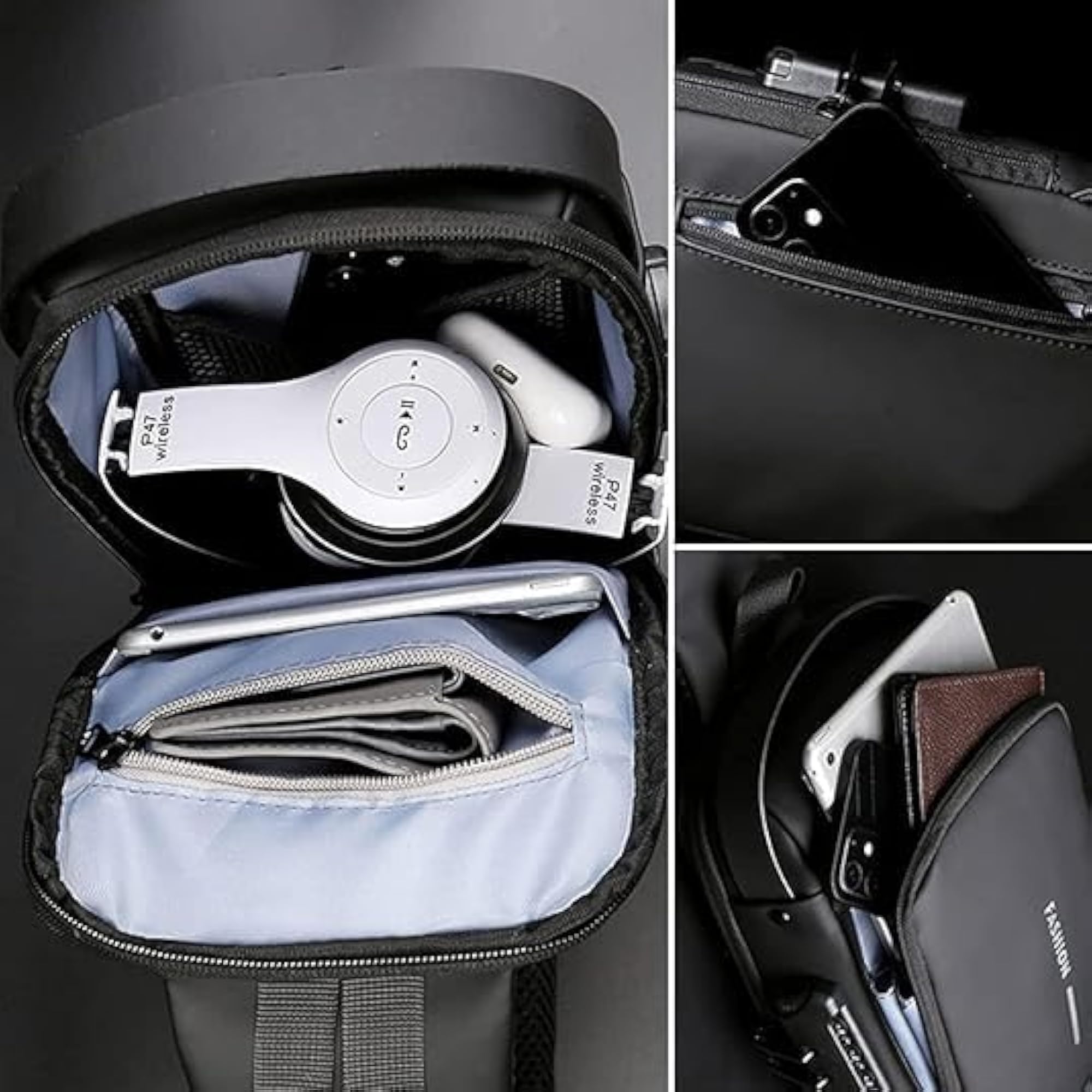 6L Waterproof Crossbody Backpack with USB Charging Port