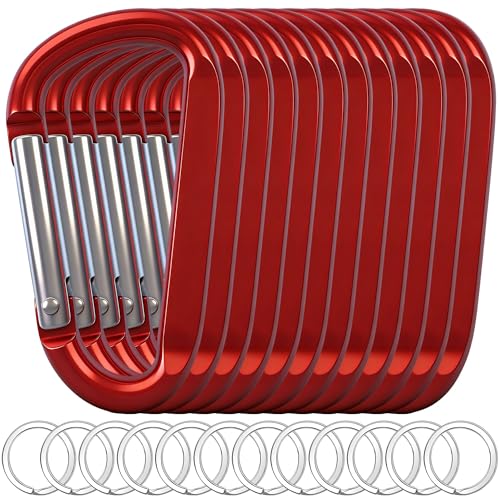 Image of 12PCS Carabiner Keychain Clip - 3 inch Aluminum Caribeener Key Clip,D Ring Shape Nonlocking Carabeaner Hook Buckle,Multi-Function Spring Snap Key Clips Tool for Home,Camping,Hiking,Traveling,Backpack
