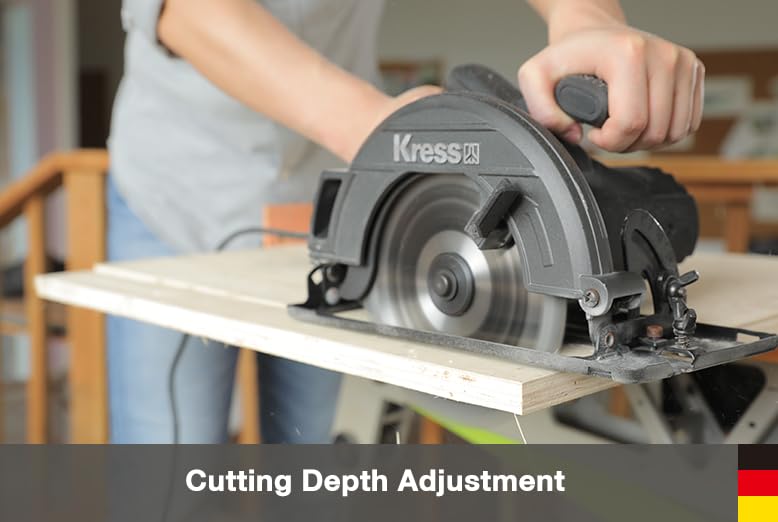 Image of Kress KU420 1400W 185mm Circular Saw | Heavy-Duty Electric Saw with 5200 RPM Speed, 64mm Cutting Depth, Bevel Cuts & Magnesium Shoe | Tool-Free Blade Change with Parallel Guide & Spanner