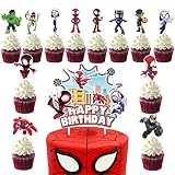 25PCS Spidey Cupcake Toppers and Cake Topper For Birthday Party Cake Decorations Children Party