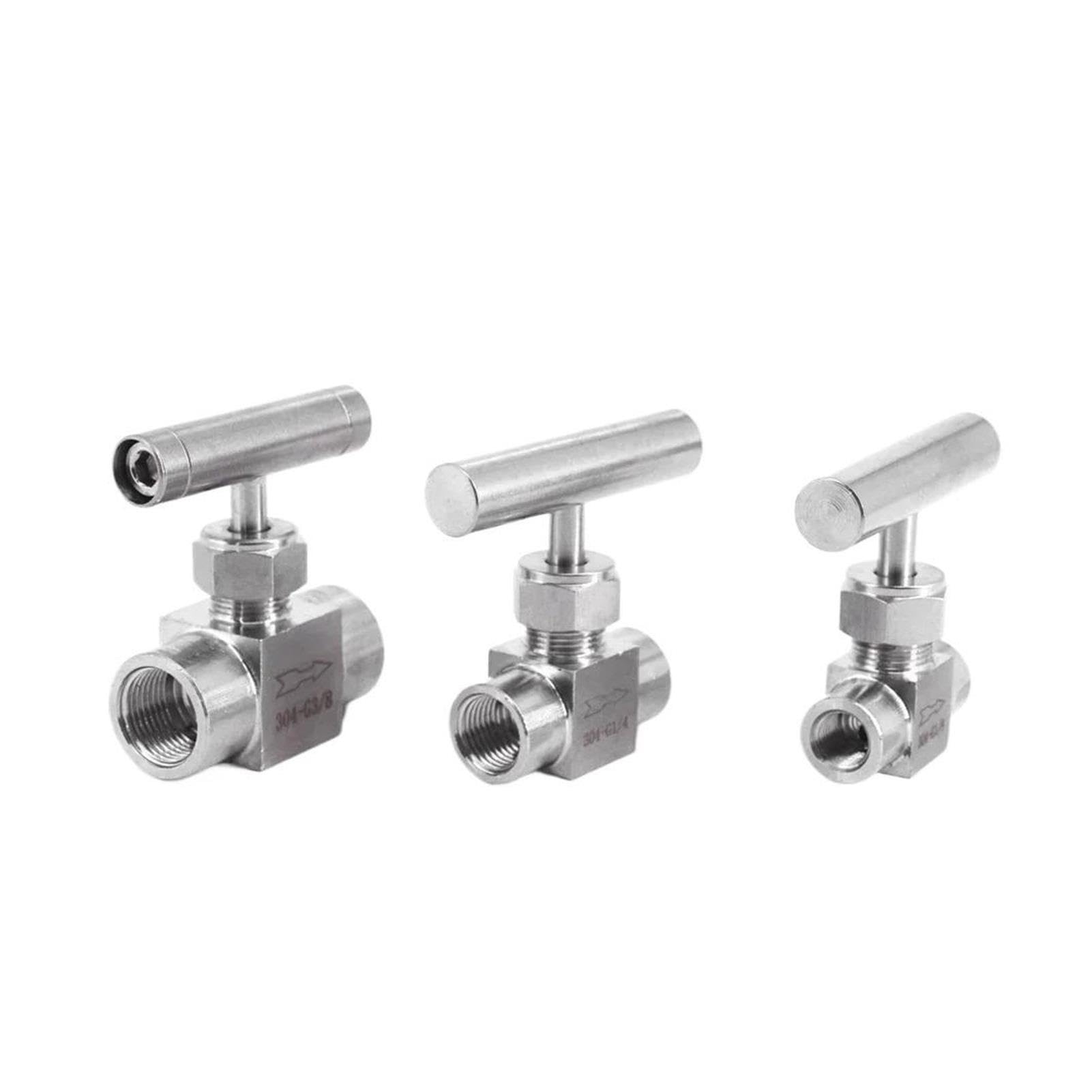 Válvula aguja codo inox control flujo agua