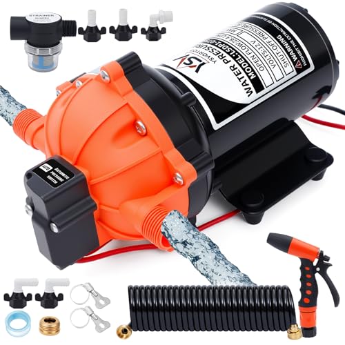 80PSI 7.5 GPM Washdown Deck Wash Pump Kit - 12V Self-Priming Marine/RV Water Pump with Strainer & Pressure Switch for Boats Yachts Campers Travel Trailers & Sprayers