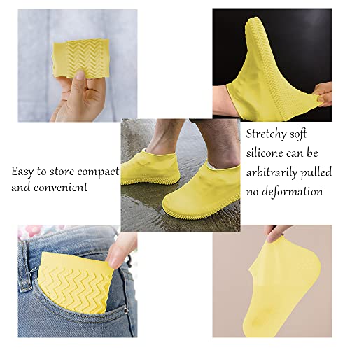 Silikon Überschuhe Wasserdicht Hillylolly Silikon Schuhüberzieher, Überschuhe aus Silikon, Segenüberschuhe Silikon, Wasserdichte Überschuhe Silikon für Kinder/Damen/Herren, geeignet für Regentage (M)