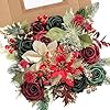 Serra Flora Artificial Christmas Flowers Greenery Combo Box Set Faux Flowers Bulk Flower Leaf with Stems for DIY Tree Ornaments Xmas Wreath Floral Arrangements Centerpieces