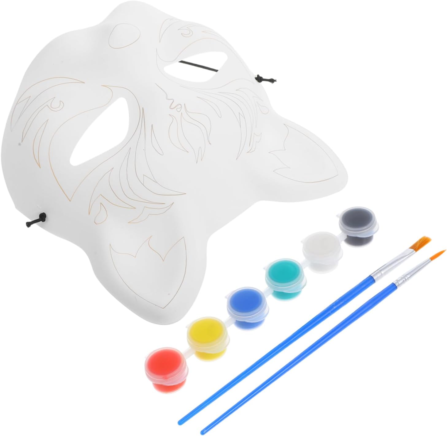 Cabilock Hand Painted Mask White Cat Halloween Mask DIY Cat Face Mask Catmask DIY Paintable Cosplay Accessories