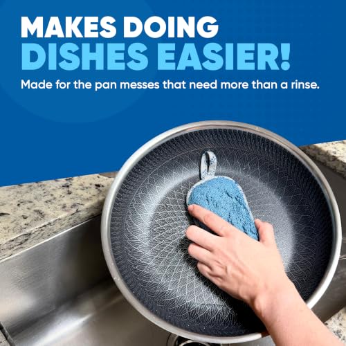 Image of Microfiber Wholesale Dish Sponges, 6 Pack - Reusable, Washable Microfiber Kitchen Sponges with Scrubber Side - Non-Scratch Scrub Sponge for Nonstick Pans, Dishes & Counters - Suction Hook Included