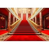 dnldliq 10x7ft Red Carpet Palace Backdrop European Royal Castle Golden Stairs Background for Photography Wedding Birthday Prom Party Decoration Banner Photo Studio Props