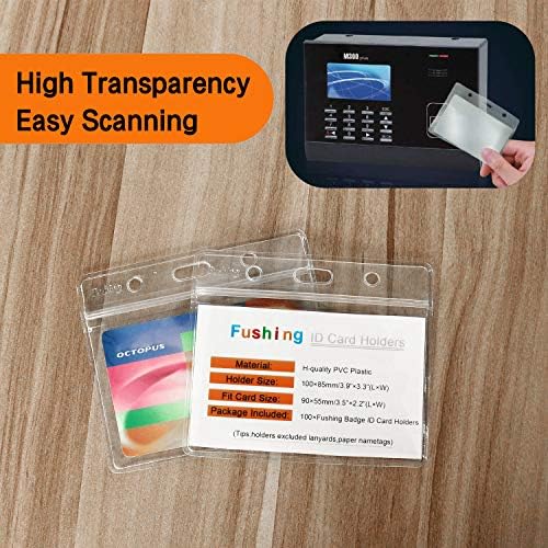 Fushing Clear Plastic Horizontal Name Tag Badge ID Card Holders (50)