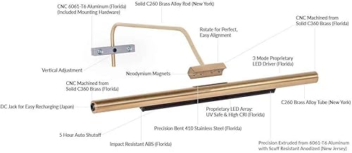 Miniatura 7 de Iluminación situ luz de arte LED inalámbrica y recargable - Serie Touch fabricada en Estados Unidos (negro, 2700K)