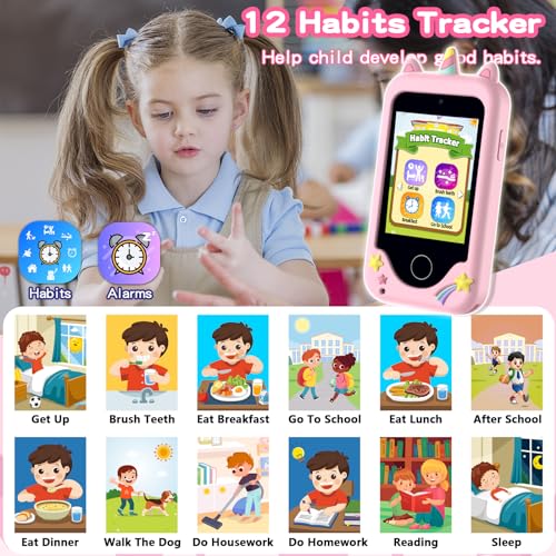 Image of Kids Phone for Girls, Toys for 3-10 Year Old Girls Christmas Birthday Gifts | Touchscreen Toddler Smartphone, Portable Learning Toys, Kids Toys Play Cell Phone with Dual Camera, Games, Music, 8GB Card