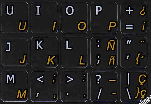 Pegatinas de Teclado Negro Tradicional Español miniatura 3