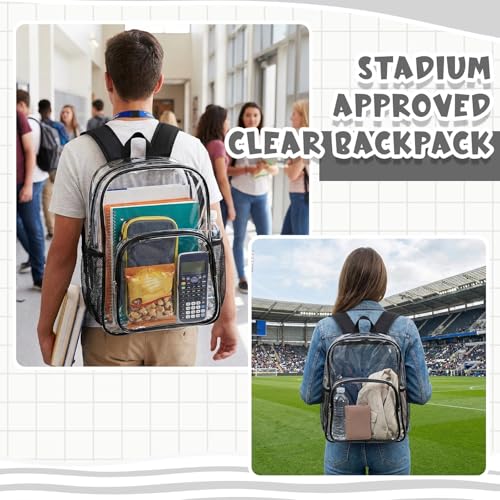 Image of Amylove 36 Pcs Clear Backpack bulk for Stadium Events Heavy Duty PVC Transparent Bookbag for College Workplace Security (17 Inches,Blacks)