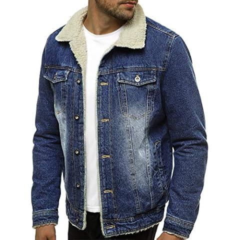OZONEE Herren Jeansjacke Jacke Jeans Winterjacke Gefüttert Übergangsjacke Herbstjacke Vintage Herrenjacke Winter Übergangs Denim Bikerjacke Sherpa Jacket Übergangs 777/2605K BLAU S Cover