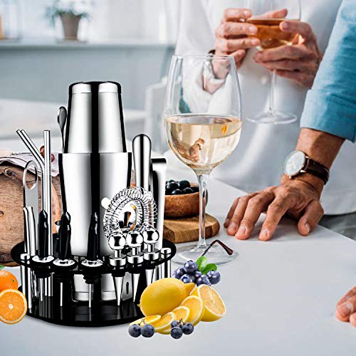 X-cosrack Boston Bar Sets mit drehbarem Ständer: 19 Stück Cocktail Shaker Sets aus Edelstahl, für Home Barkeeper Kit… - Image 6