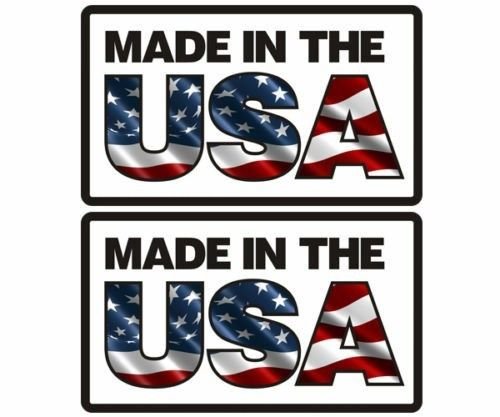 2-4"x2.3" Made in The USA Decal Set Flag United States Vinyl Sticker Car Bumper Window American
