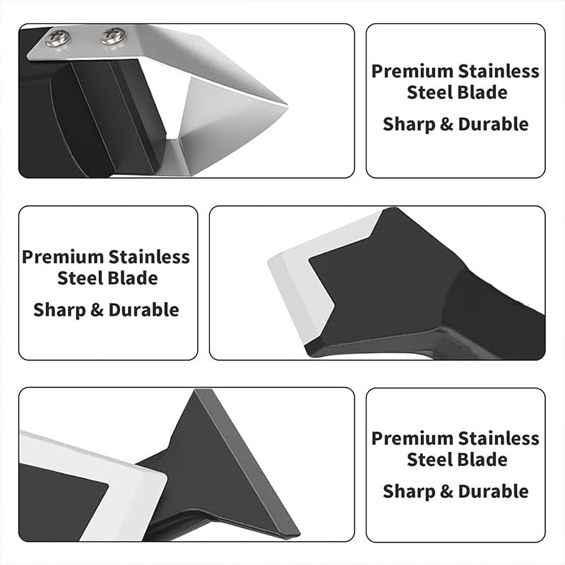 5 in 1 Silicone Caulking Tools（Stainless Steelhead）, Sealant Finishing Tool Grout Scraper, Reuse and Replace 5 Silicone Pads, Great Tools for Kitchen Bathroom Window, Sink Joint
