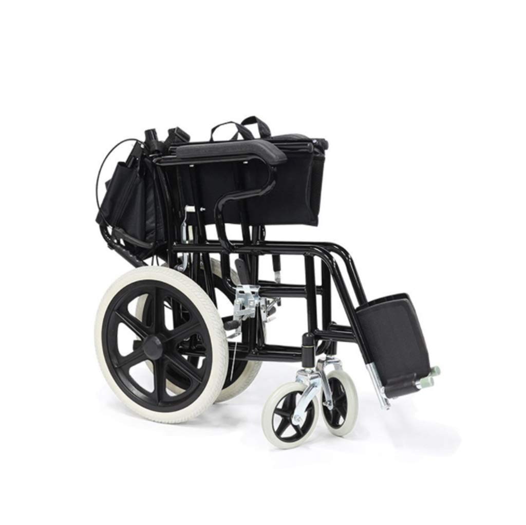 Silla de Ruedas Manual Scooter de Mano Pararsonas Mayores Discapacitadas Viaje Ultraligero Plegable Ligero Portátil No Inflable Neumáticos Sólidos de Freno Doble, Seguro Y Cómodo