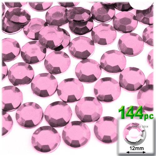 144Pc Flatback Acrylic Rhinestones Round 12Mm - Jet Black #TOP5