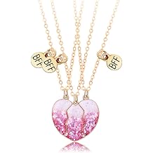 BFF Necklace for 3 Dolphin Necklaces Bff Matching Heart Pendant Necklace for Women 3 Best Friend Necklaces Sister Friendship Forever Jewelry Gifts