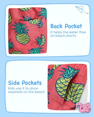 Turnshine Boys Swim Trunks Toddler Swim Shorts with Mesh Lining Quick Dry Board Shorts Kids Bathing Suits Swimwear for 2-16T Pineapple Red-Yellow 14-16 Years — view 4
