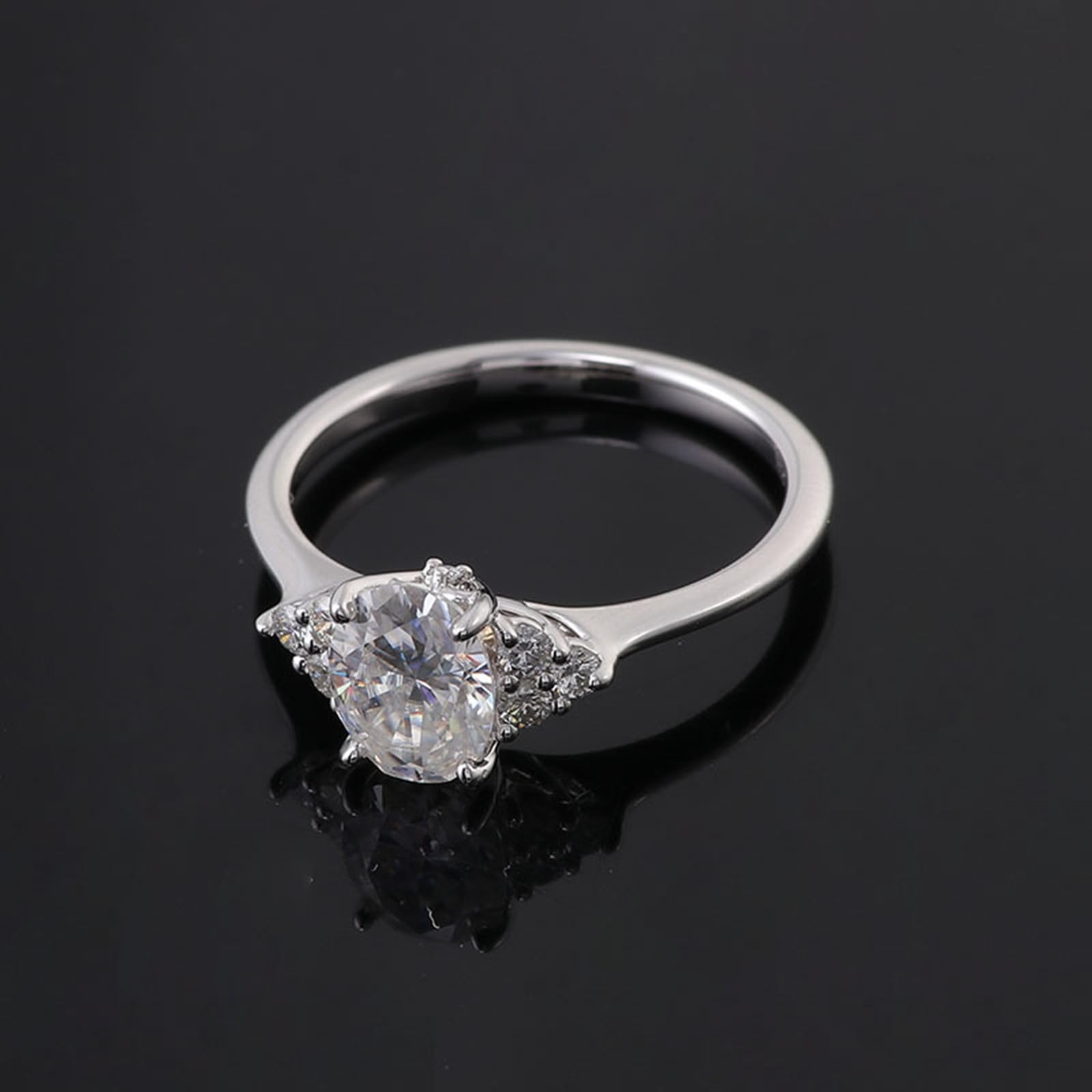 Set di anelli di fidanzamento, 4 griffe, con moissanite da 1 carato, in oro bianco 9 carati, regalo per anniversario di matrimonio