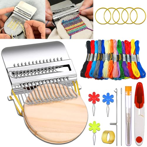 Jeyermier Patchmaker 2.0 Kit Portable Patch Darning Kit for Beginners Speedweve Darning Loom to Repair Holes on Socks Clothes & Jeans Knit Patch Repair Tool for Quickly Sewing Repair (14 Hooks)