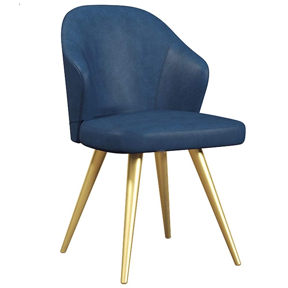 Esszimmerstühle Hauptschreibtischstuhl Kunstledersitz Küchenmöbel Lehnensessel Lounge Metallrahmen 52x52x92cm Eckstühle (Color : Blue)
