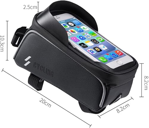 Miniatura 5 de Bolsa de marco de bicicleta, soporte para teléfono de bicicleta, bolsa impermeable para manillar de bicicleta, bolsa de tubo frontal superior para