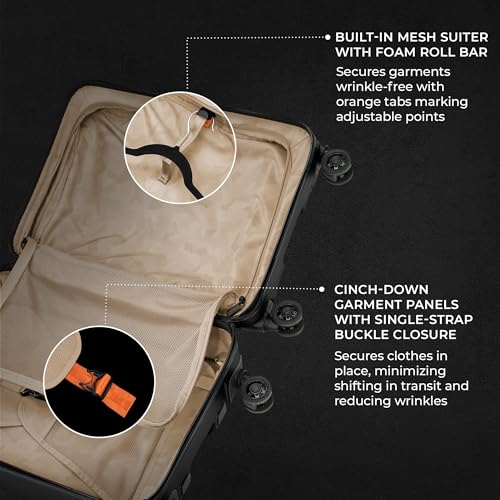 Image of Briggs & Riley International 21 inch Carry On Spinner - Luggage for Travel, Suitcases with Wheels, Hardside Rolling Bag for Men & Women, Self-Repairing Zipper - Torq Collection, Stealth Black