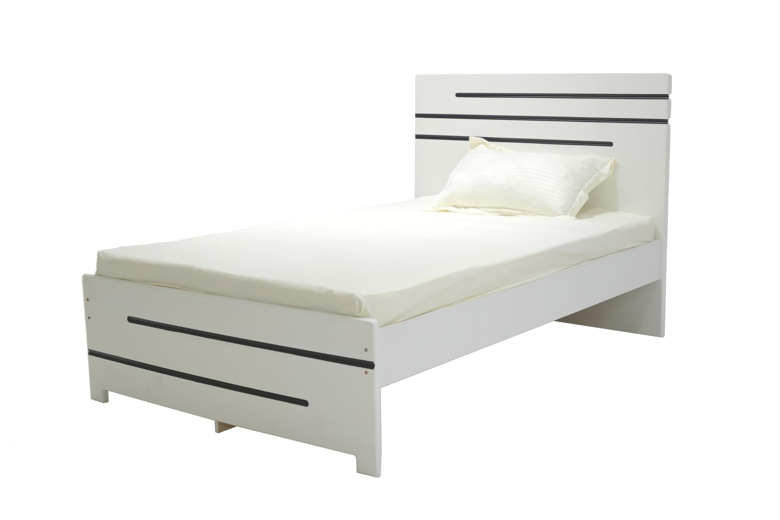 NAD furniture LLC Wooden Double Bed,Straight Headboard,Without Matress. 110X190X90 Cm White Nad 104 White