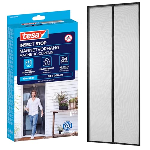 tesa INSECT STOP Magnetic Curtain - auto-fermable - Rideau moustiquaire avec aimants pour balcons et portes de patio - pour une installation facile sans percer...