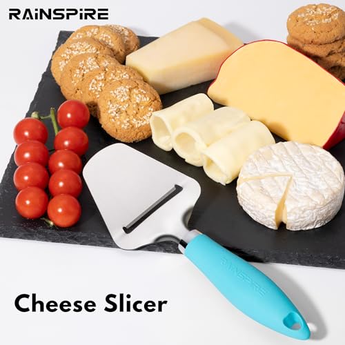 Image of Rainspire Upgraded Non-Stick Cheese Slicers for Block Cheese Multi-Functional Cheese Cutter for Mozzarella, Cheddar, Gruyere Charcuterie Accessories Dishwasher Safe Kitchen Tools, Blue
