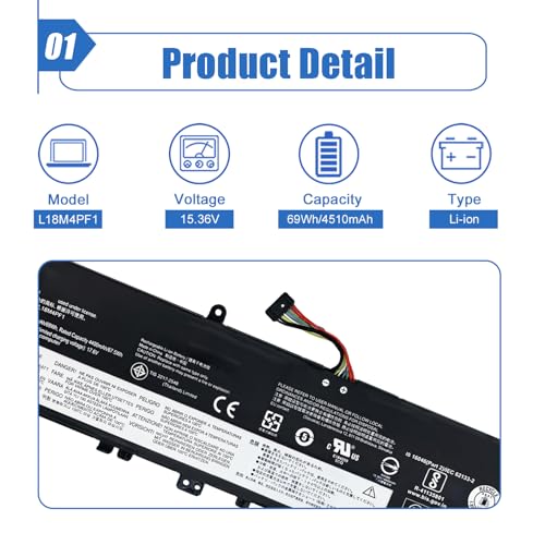 Image of 69Wh L18M4PF1 L18D4PF1 SB10W67281 (Long Cable) Battery Replacement for Lenovo IdeaPad Yoga S740-15IRH C940-15IRH Touch 81NW Yoga S740-15IRH Series SB10W67267 5B10T83737 5B10W69450 5B10T83744