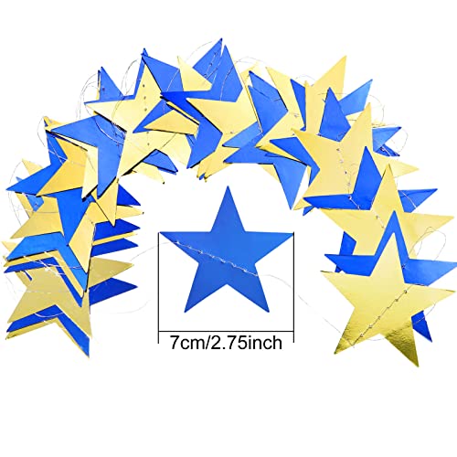 Image of Patelai Glitter Star Garland Banner 2026 Party Decor 130 Feet Star Hanging Streamers Twinkle Backdrop for Classroom Birthday Graduation Wedding Supplies(Blue, Gold)