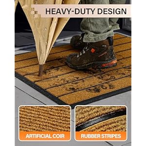 Front Door Mat for Outdoor Entrance: All Weather Durable Welcome Mat for Indoor Entryway, Patio, Garage, Porch - Thin Absorbent Dirt Trapper Doormat - Weatherproof, Easy to Clean - 30" x 17", Brown Front Door Mat for Outdoor Entrance All Weather Durable Welcome Mat for Indoor Entryway Patio Garage Porch Thin Absorbent Dirt Trapper Doormat Weatherproof Easy to Clean 30 x 17 Brown