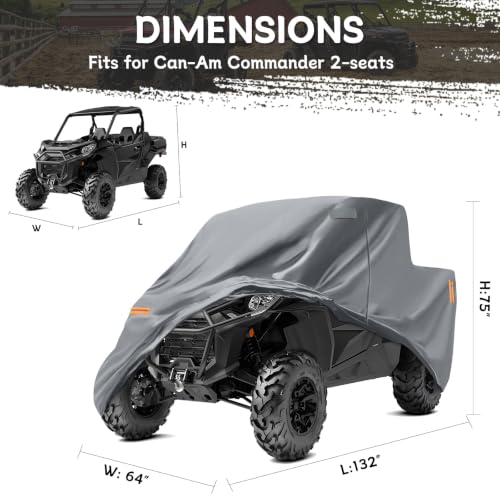 Image of Waterproof UTV Cover Replace for Can-Am Commander DPS /XT 700 1000R 2 Seats | 6 Layers Outdoor Cover with Cotton Liner, Air Vents, Door Zipper and Windproof Buckles for Rain Snow Dust Protection