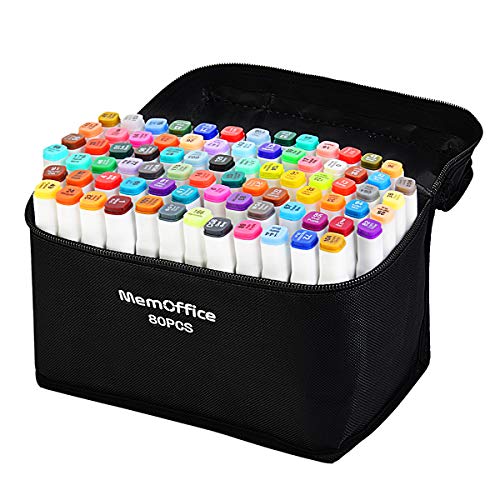 Memoffice 80 Colors Dual Tips Alcohol Markers, Art Markers Set for Kids Adults