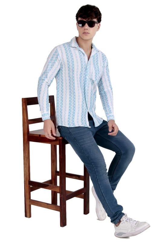 Image of Men's Khadie Cotton Long Sleeves Striped Casual Shirt