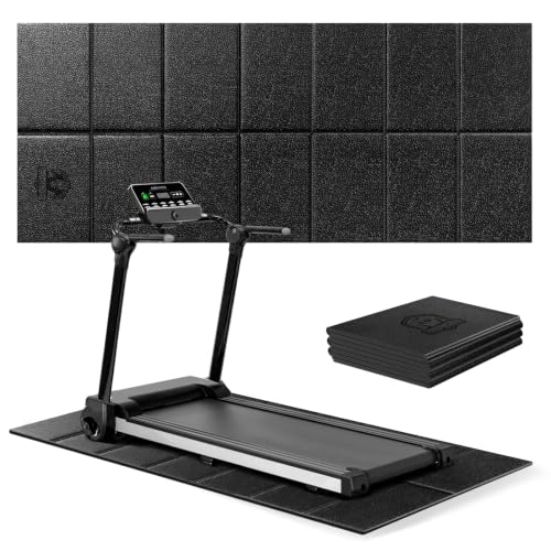 HAPBEAR Treadmill Mat 55x24/68x24/79x35.5 Non-Slip Foldable Exercise Equipment Mat for Walking Pad Weight Bench Noise Reducing Shock Absorbing Floor Protector for Home Gym Carpet & Hardwood Floors