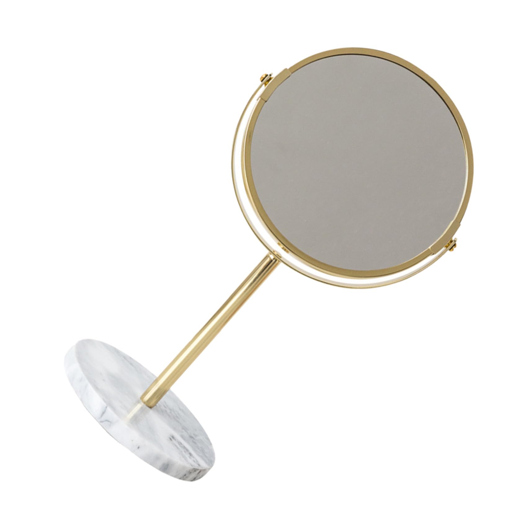 Miroir de maquillage de bureau doré et marbre pour décoration de table