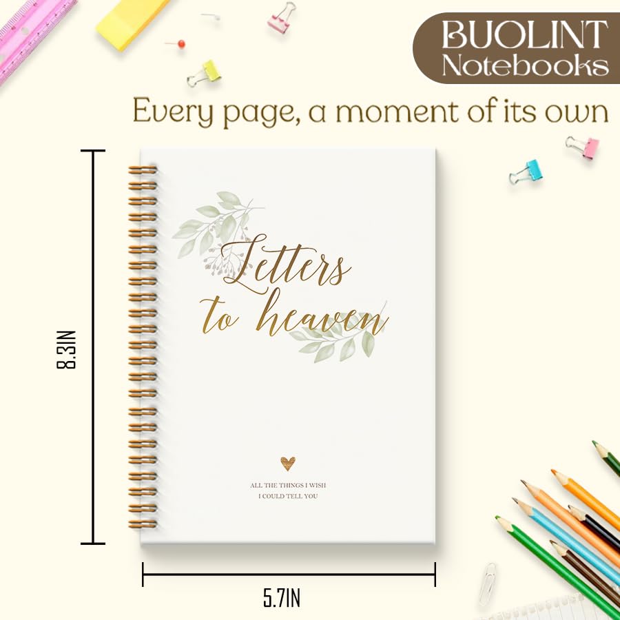 BUOLINT Letters to Heaven Notebook Journal 5.5x8.3, Grief Journal for Women, Remembrance Bereavement Gifts, Memorial Sympathy Gifts for Loss of Loved One Spiral Hardcover Notebook - Image 6