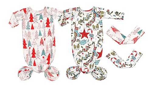 Image of Giggle Angel Newborn Baby Sleeper Set - Knotted Gown & Hat for Baby Girl or Boy - 0-3 Months